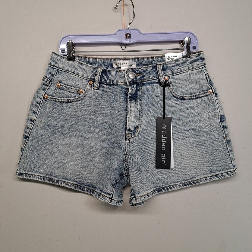 Madden Girl High Rise Denim Shorts Womens Size 9 Light Wash NWT Jean Summer